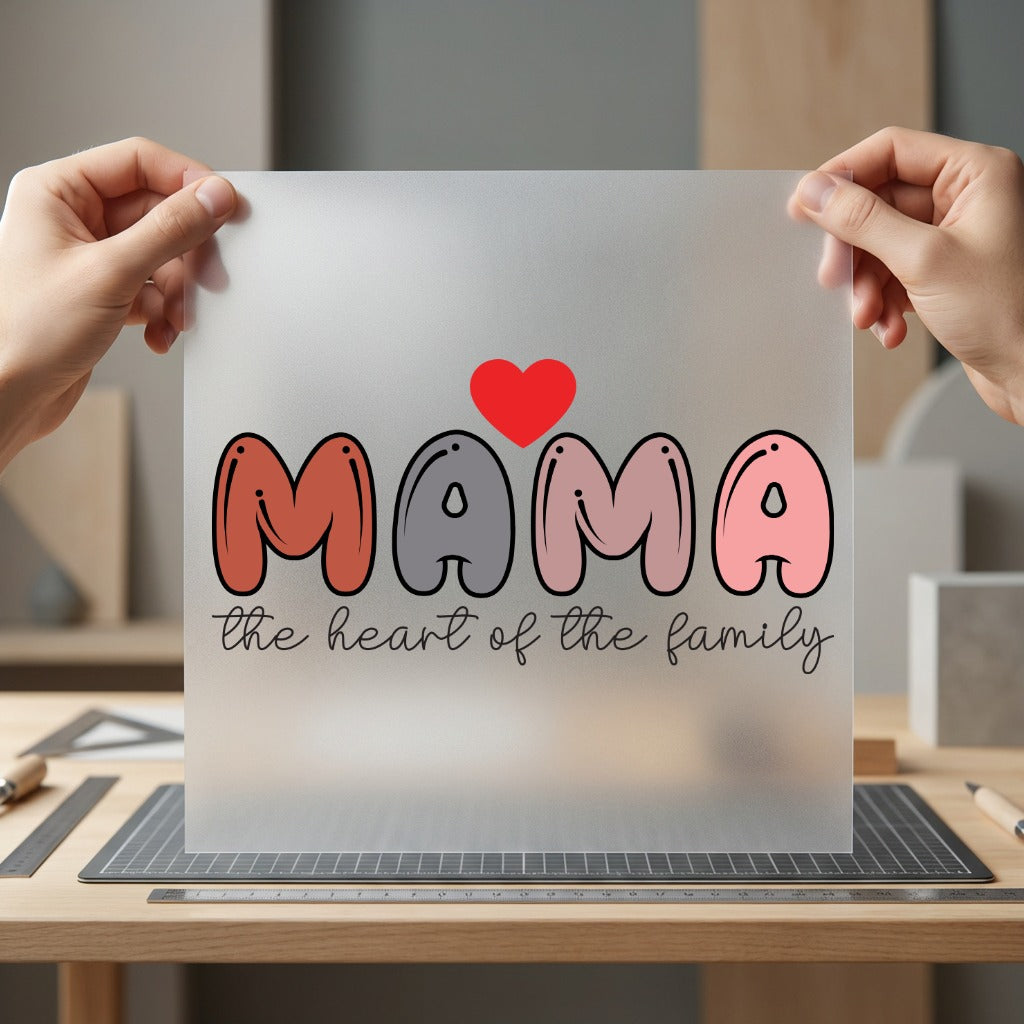 Mama Heart Family Retro Mom Mama Ready to Press DTF Transfer for Dtf