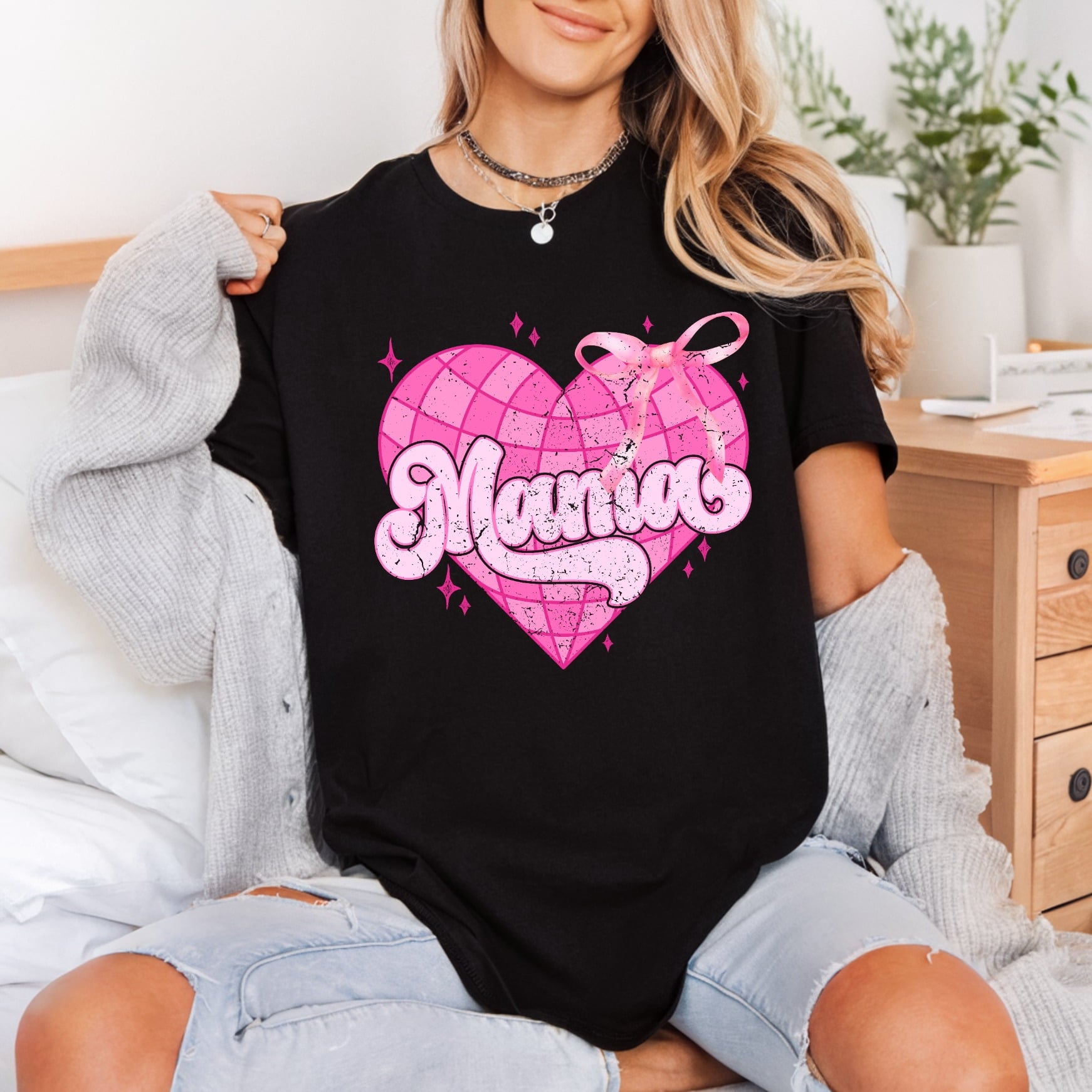 Mama Heart Globe Pink Mom Mama Ready to Press DTF Transfer for Dtf