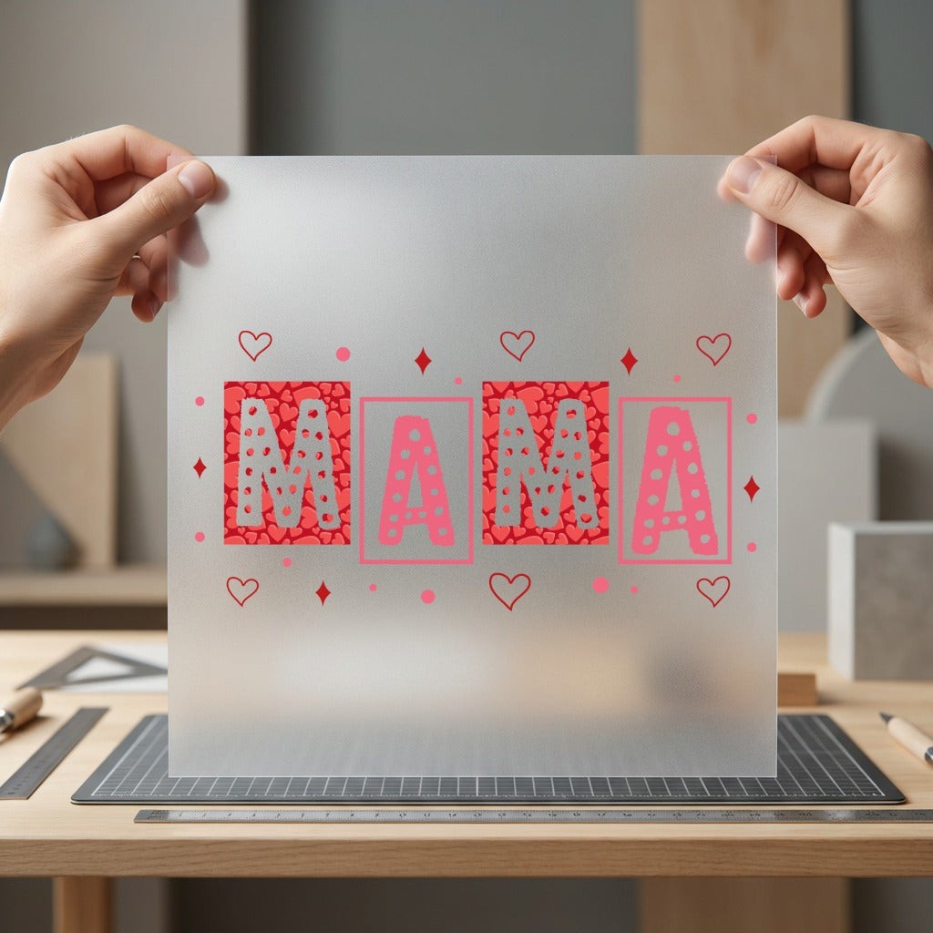 Mama Heart Pattern Valentine Valentine Mom Ready to Press DTF Transfer for Dtf