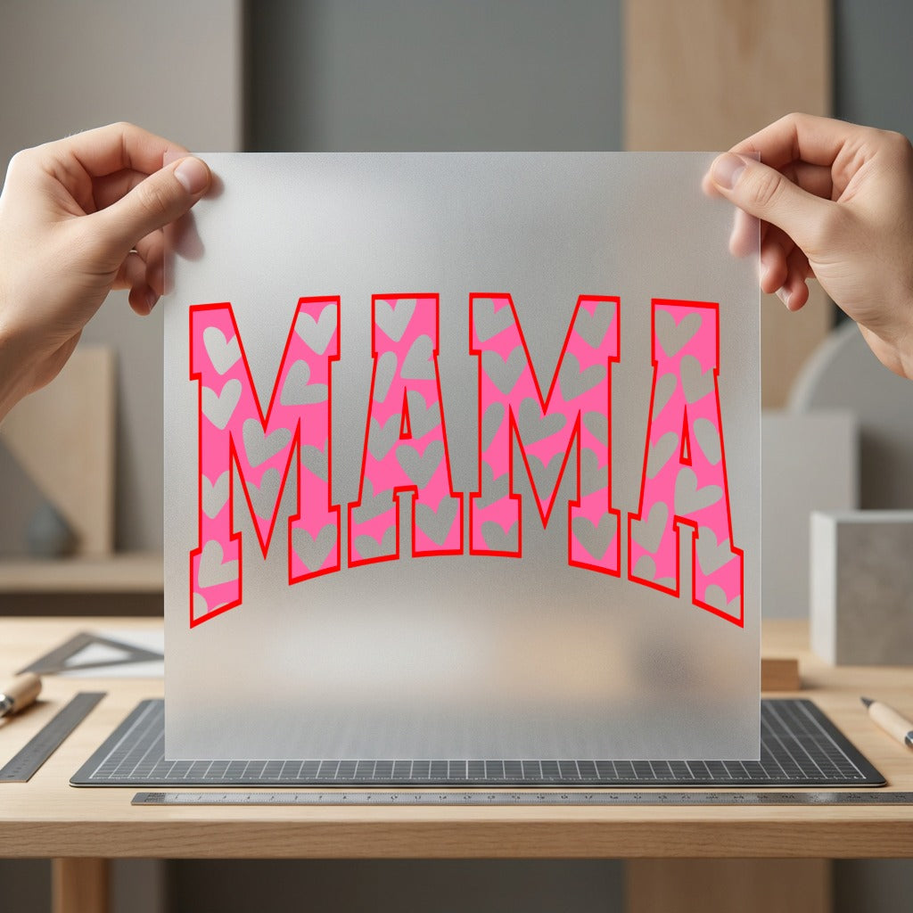 Mama Heart Retro Love Valentine Mom Ready to Press DTF Transfer for Dtf