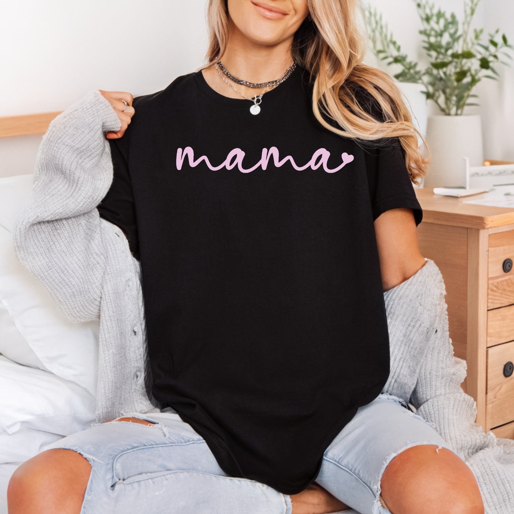 Mama Heart Script Diy Mom Mama Ready to Press DTF Transfer for Dtf