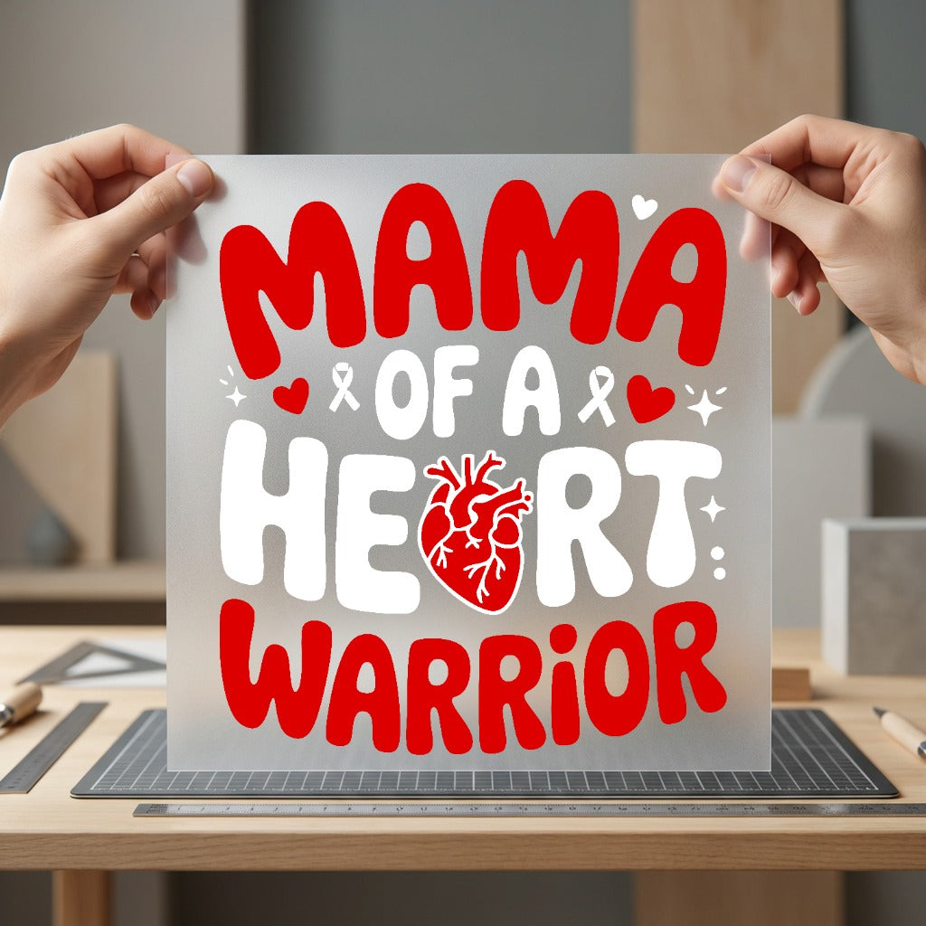 Mama Heart Warrior Red Mom Ready to Press DTF Transfer for Dtf