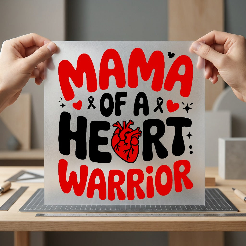Mama Heart Warrior Red Mom Ready to Press DTF Transfer for Dtf
