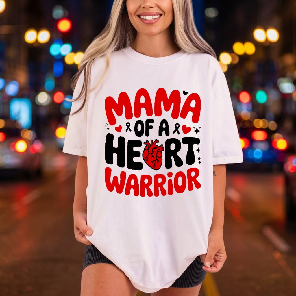 Mama Heart Warrior Red Mom Ready to Press DTF Transfer for Dtf