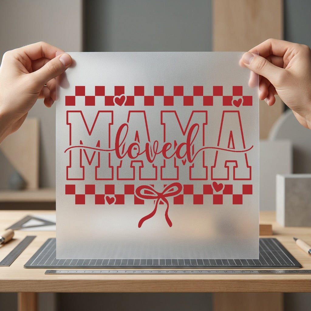 Mama Loved Pink Checkered Valentine Mom Ready to Press DTF Transfer for Dtf