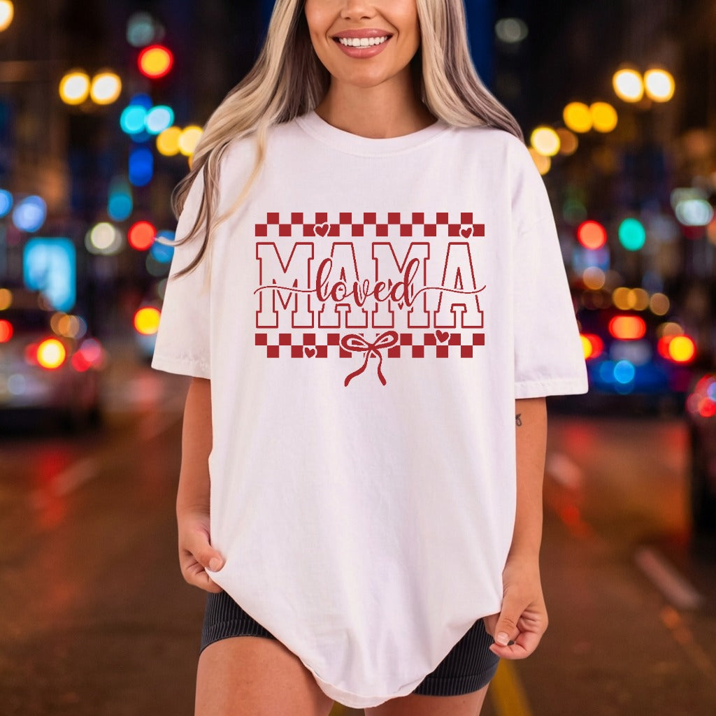 Mama Loved Pink Checkered Valentine Mom Ready to Press DTF Transfer for Dtf