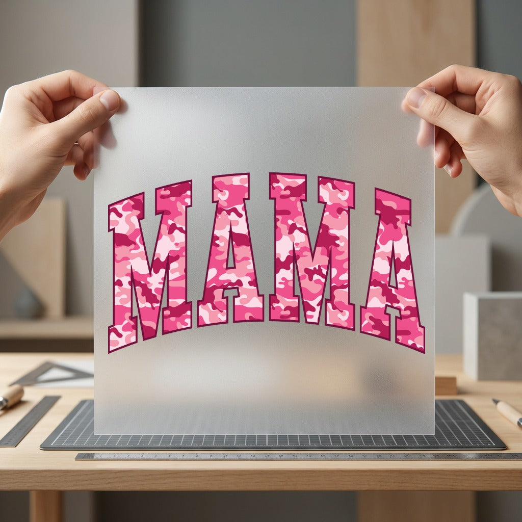 Mama Pink Camo Arch Mom Mama Ready to Press DTF Transfer for Dtf