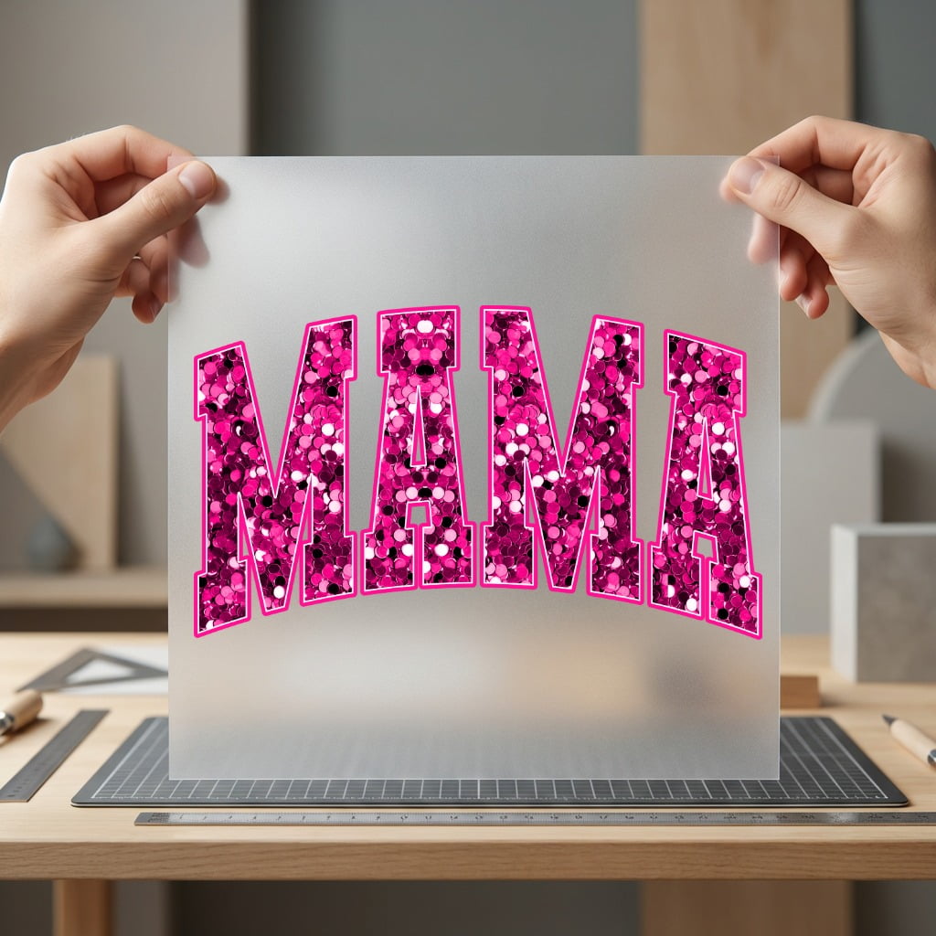 Mama Pink Glitter Arch Mom Mama Ready to Press DTF Transfer for Dtf