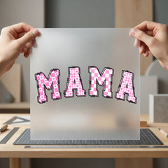 Mama Pink Plaid Hearts Valentine Mom Ready to Press DTF Transfer for Dtf