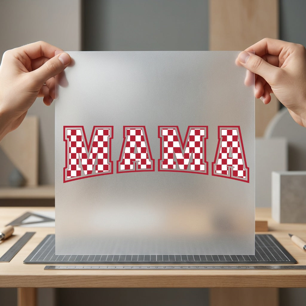 Mama Red Checkered Retro Mom Mama Ready to Press DTF Transfer for Dtf