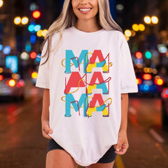 Mama Retro Blocks Vibrant Mom Mama Ready to Press DTF Transfer for Dtf