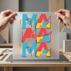 Mama Retro Blocks Vibrant Mom Mama Ready to Press DTF Transfer for Dtf
