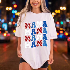Mama Retro Patriotic Letters 4th Of July Patriotic Ready to Press DTF Transfer for Dtf