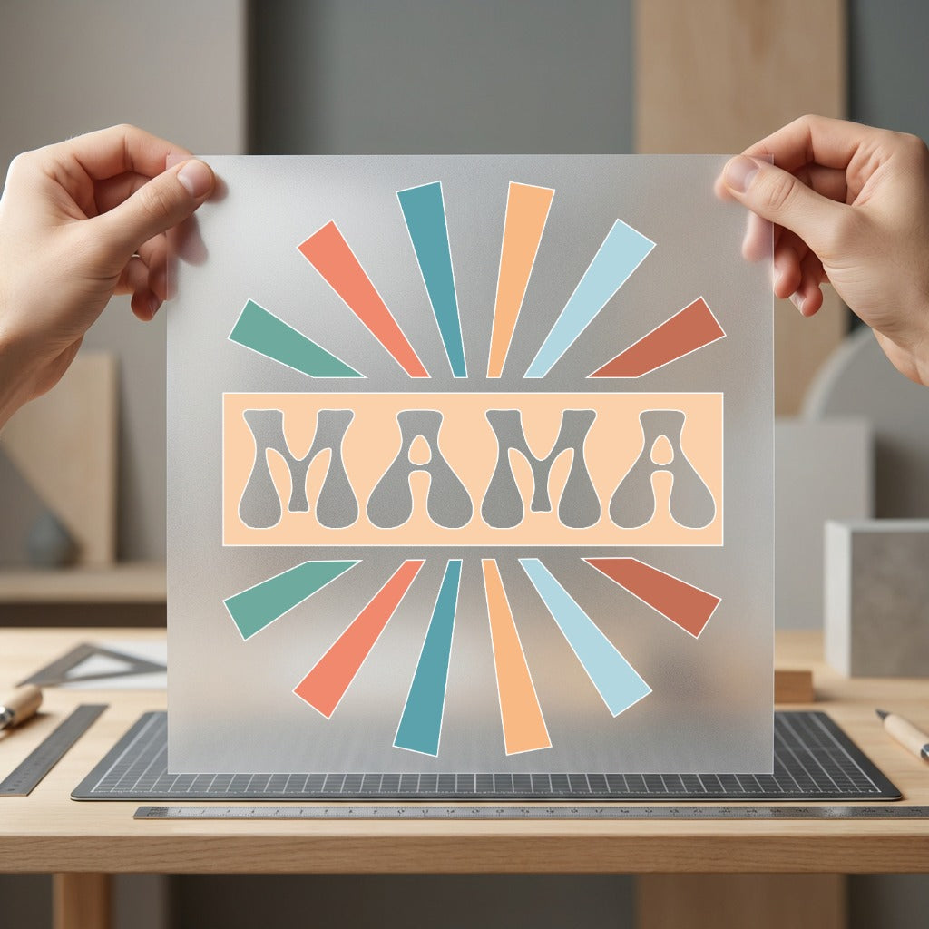 Mama Retro Rays Groovy Mom Retro Ready to Press DTF Transfer for Dtf