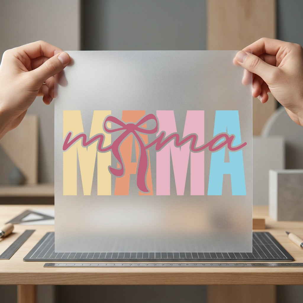 Mama Ribbon Script Retro Mom Mama Ready to Press DTF Transfer for Dtf