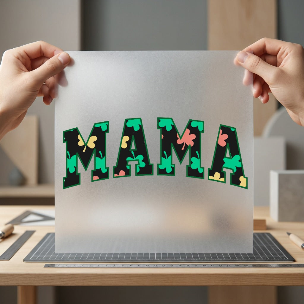 Mama Shamrock Arched Patrick Mom Mama Ready to Press DTF Transfer for Dtf