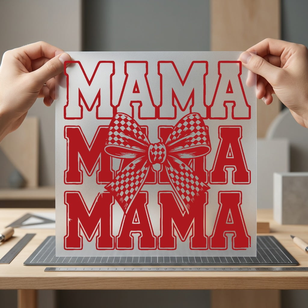 Mama Stacked Bow Retro Mom Mama Ready to Press DTF Transfer for Dtf