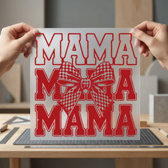 Mama Stacked Bow Retro Mom Mama Ready to Press DTF Transfer for Dtf
