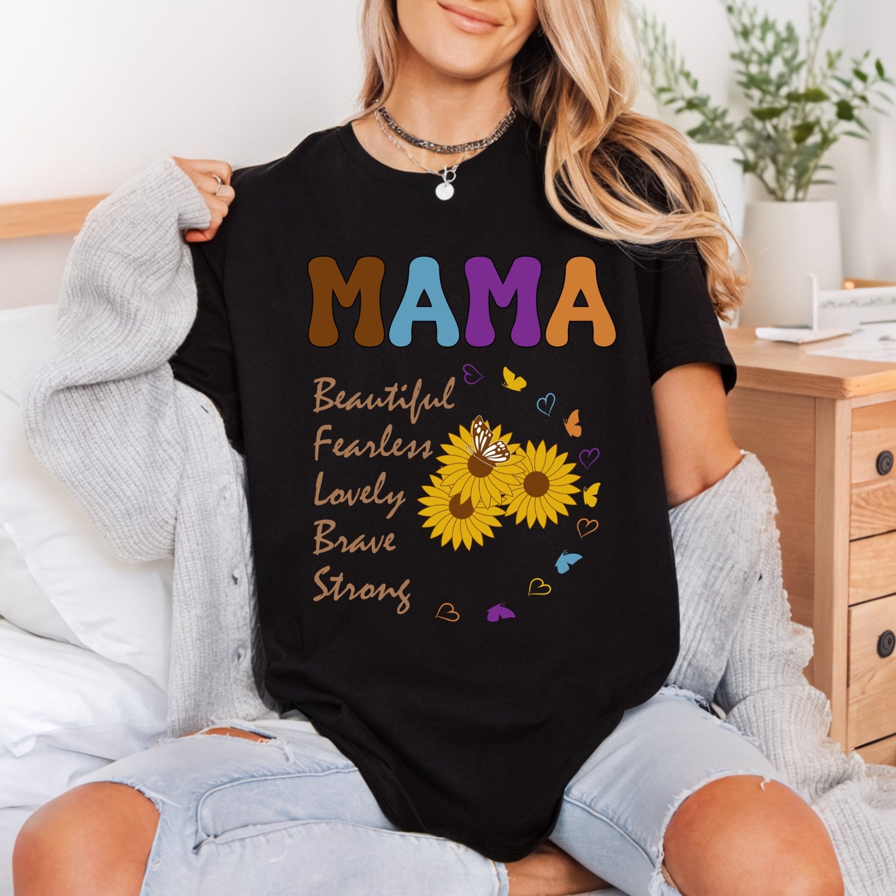 Mama Sunflower Affirmations Retro Mom Mama Ready to Press DTF Transfer for Dtf