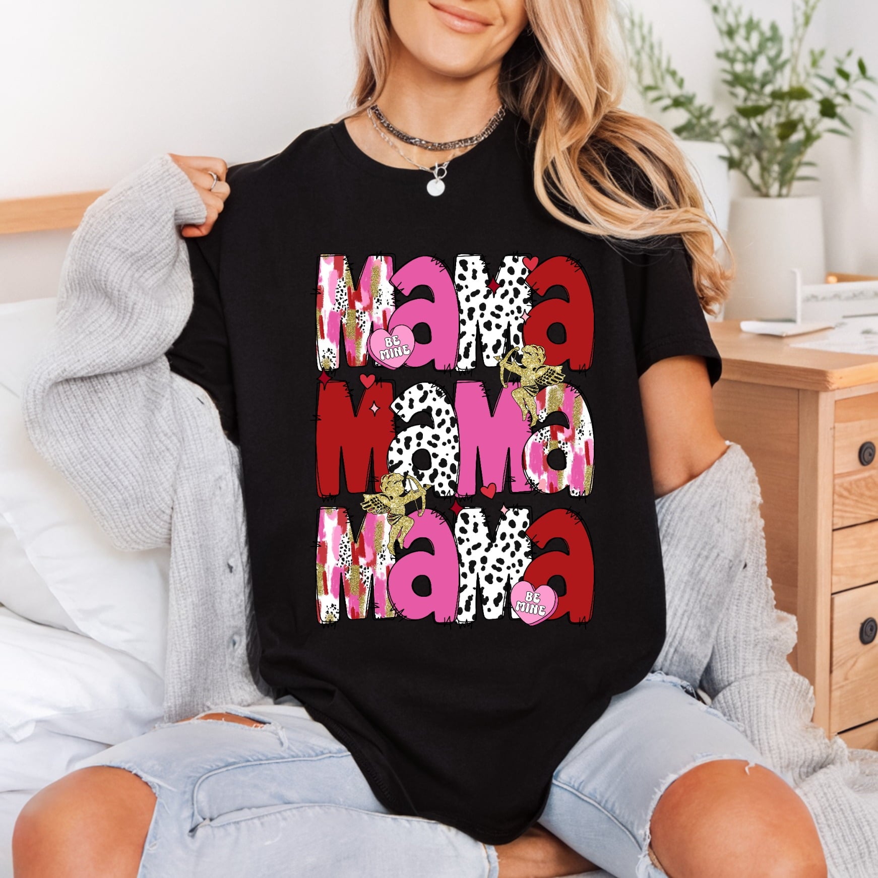 Mama Valentine Day Heart Valentine Mom Ready to Press DTF Transfer for Dtf