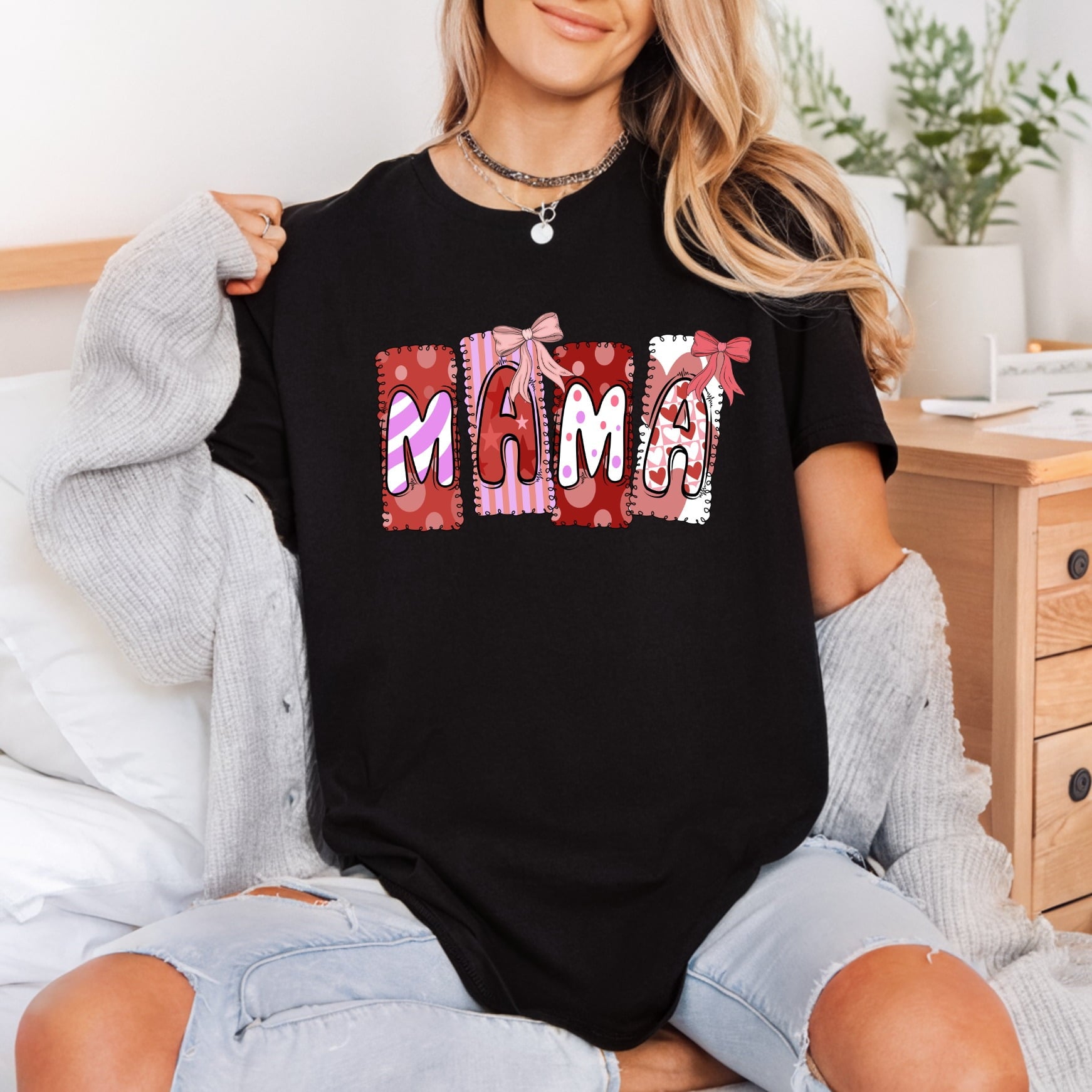 Mama Valentine Day Retro Valentine Mom Ready to Press DTF Transfer for Dtf