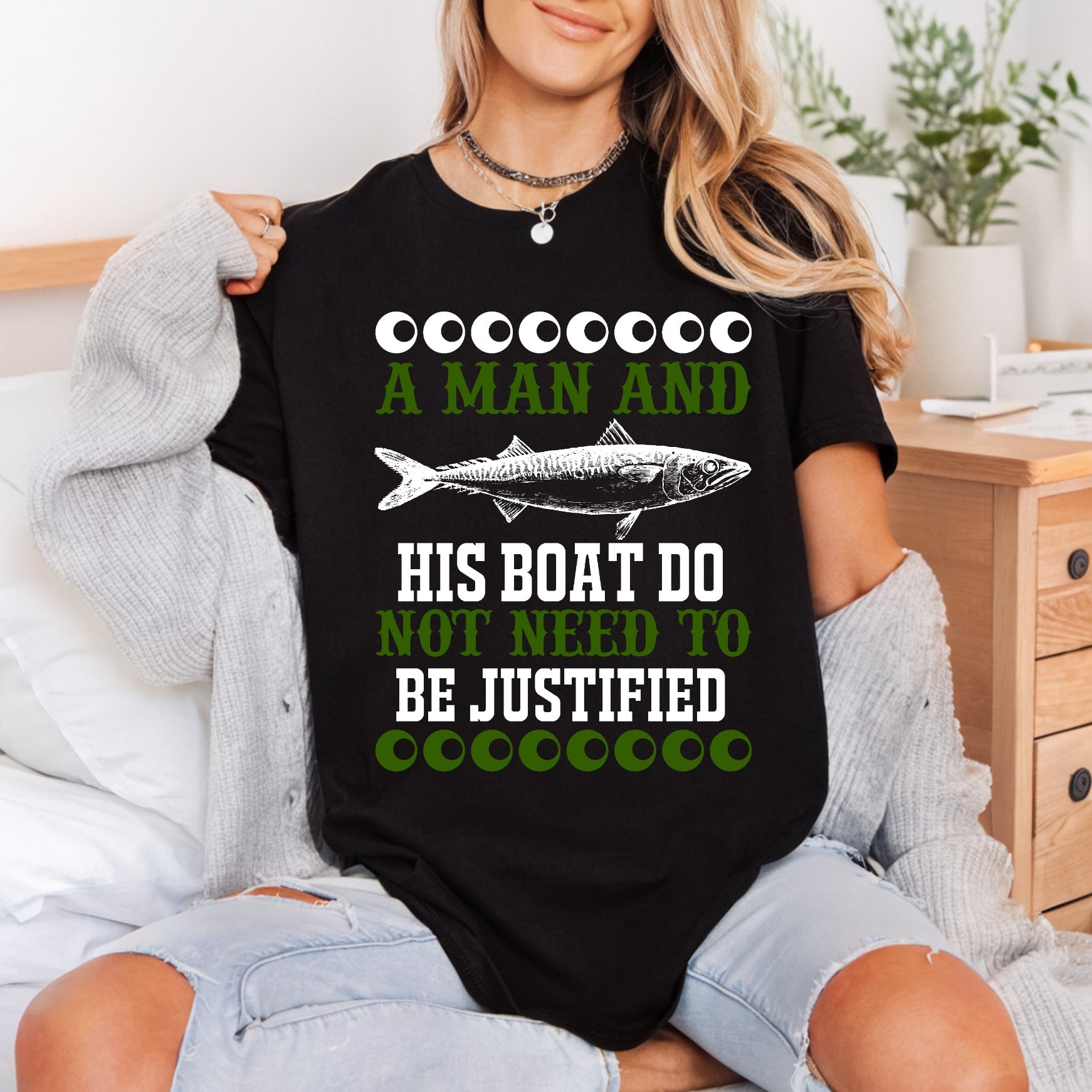 Man His Boat Fishing Marine Dad Ready to Press DTF Transfer for Dtf