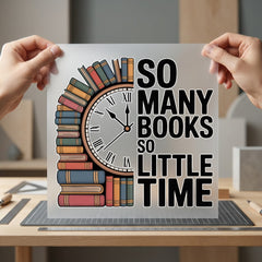 Many Books Little Time Teacher Vintage Ready to Press DTF Transfer for Dtf