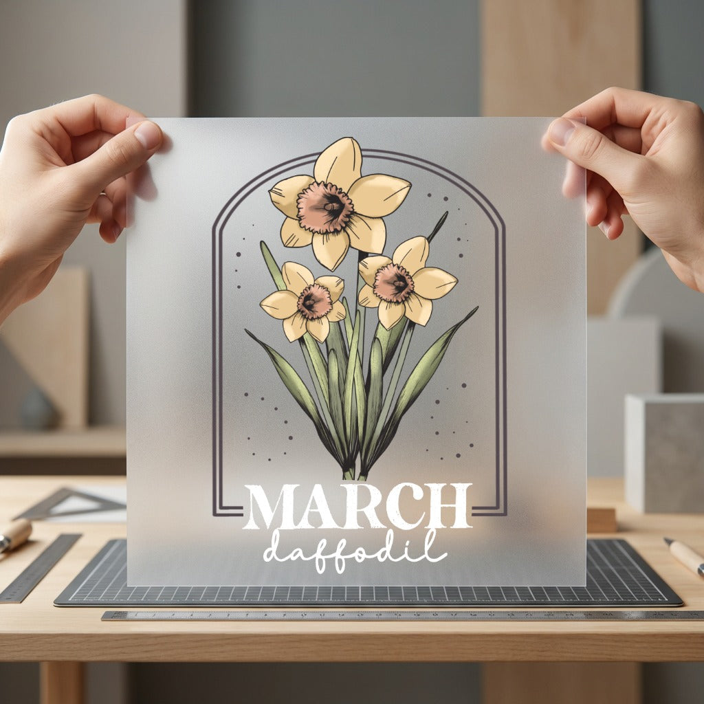 March Daffodil Floral Botanical Floral Ready to Press DTF Transfer for Dtf