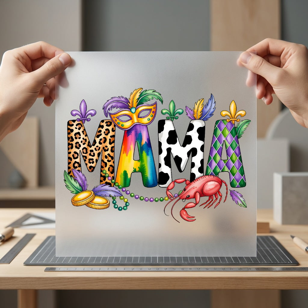 Mardi Gras Mama Festive Mardi Gras Mom Ready to Press DTF Transfer for Dtf