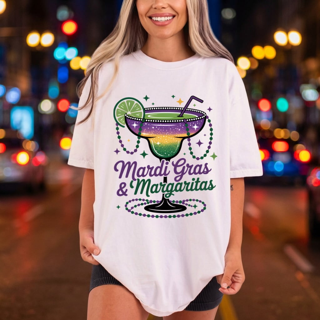Mardi Gras Margaritas Festivity Mardi Gras Ready to Press DTF Transfer for Dtf