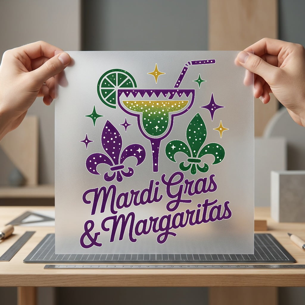 Mardi Gras Margaritas Festivity Mardi Gras Vintage Ready to Press DTF Transfer for Dtf