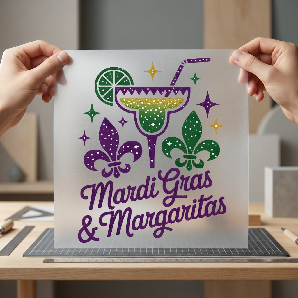 Mardi Gras Margaritas Festivity Mardi Gras Vintage Ready to Press DTF Transfer for Dtf