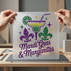 Mardi Gras Margaritas Festivity Mardi Gras Vintage Ready to Press DTF Transfer for Dtf