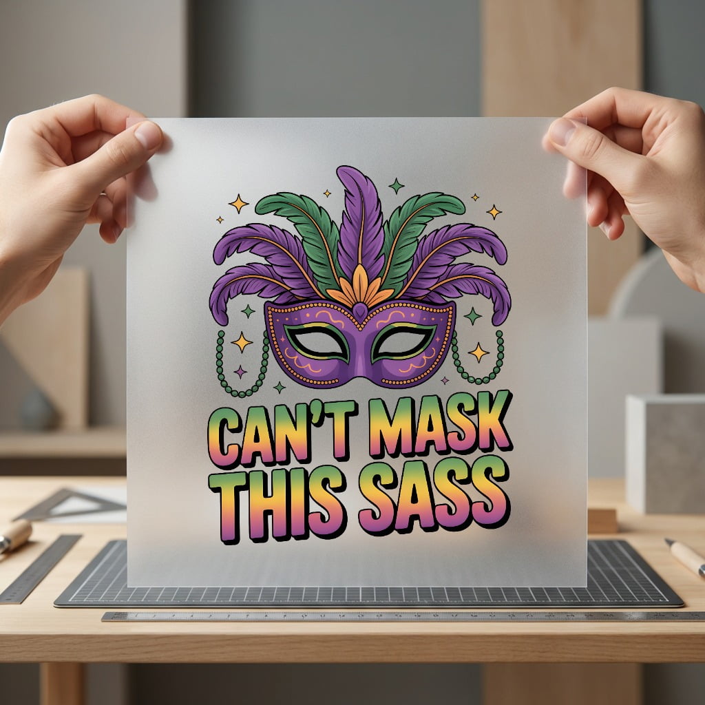 Mardi Gras Mask Can Funny Sarcastic Ready to Press DTF Transfer for Dtf