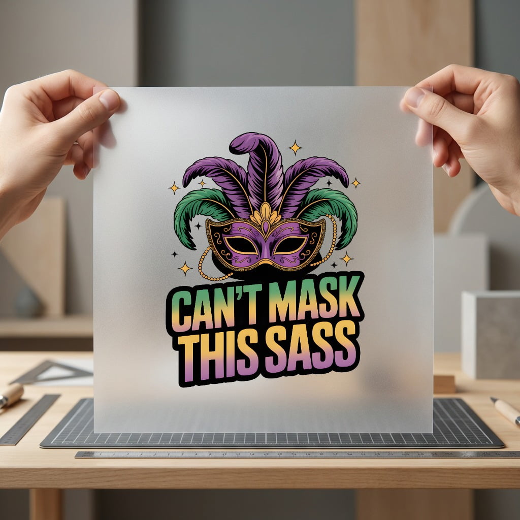Mardi Gras Mask Can Funny Sarcastic Ready to Press DTF Transfer for Dtf