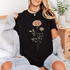 Marigold Flower Sketch Botanical Boho Minimalist Ready to Press DTF Transfer for Dtf
