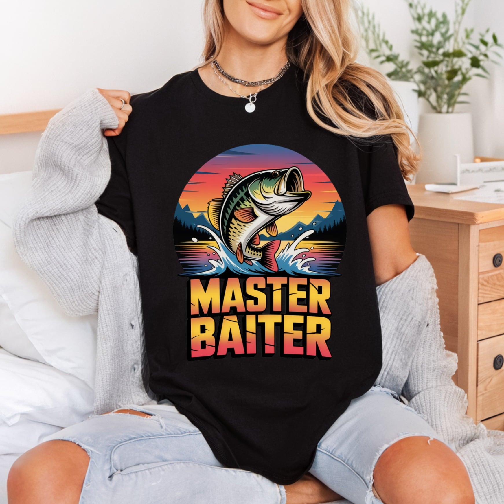 Master Baiter Fishing Retro Dad Funny Ready to Press DTF Transfer for Dtf