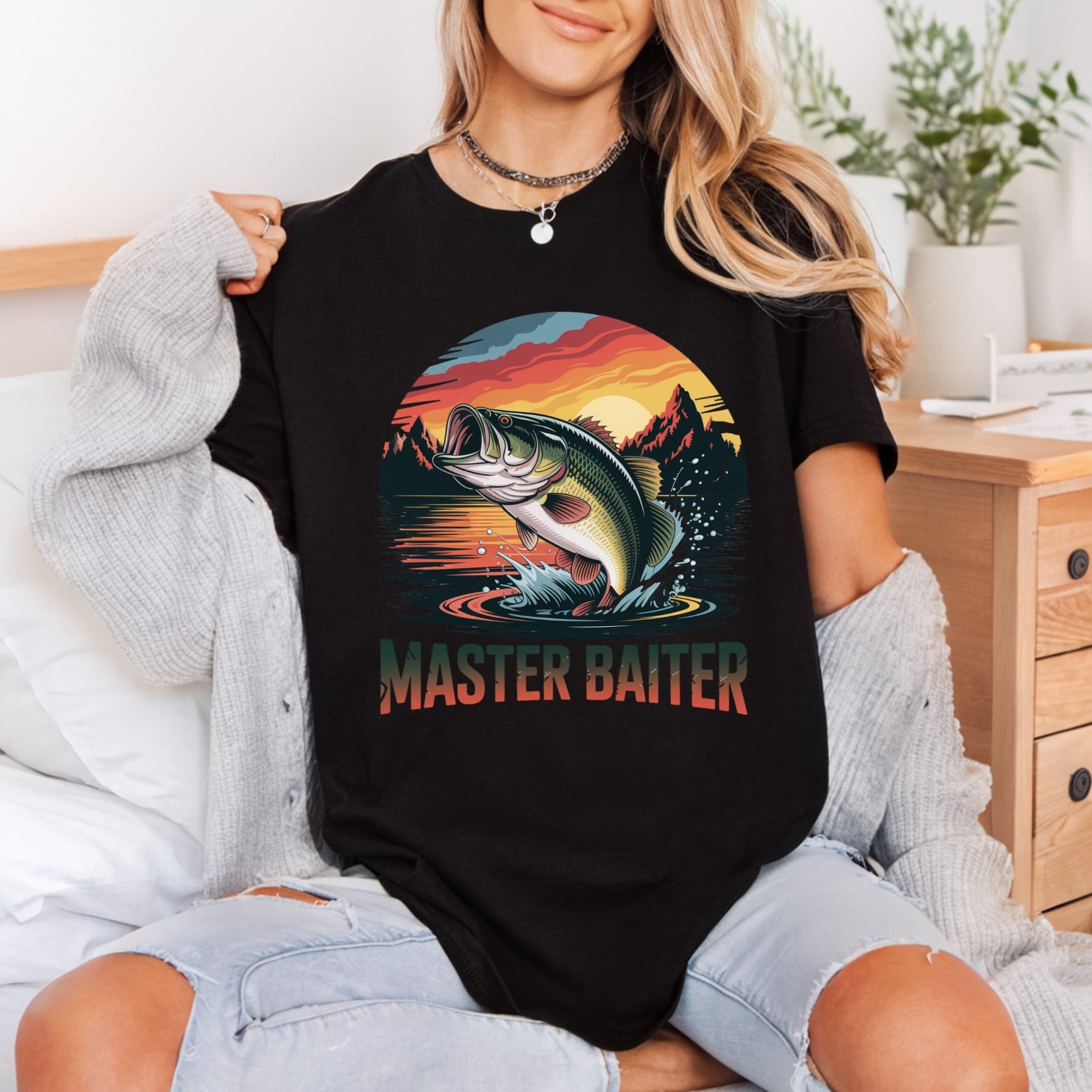 Master Baiter Fishing Retro Dad Funny Ready to Press DTF Transfer for Dtf