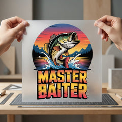 Master Baiter Fishing Retro Dad Funny Ready to Press DTF Transfer for Dtf