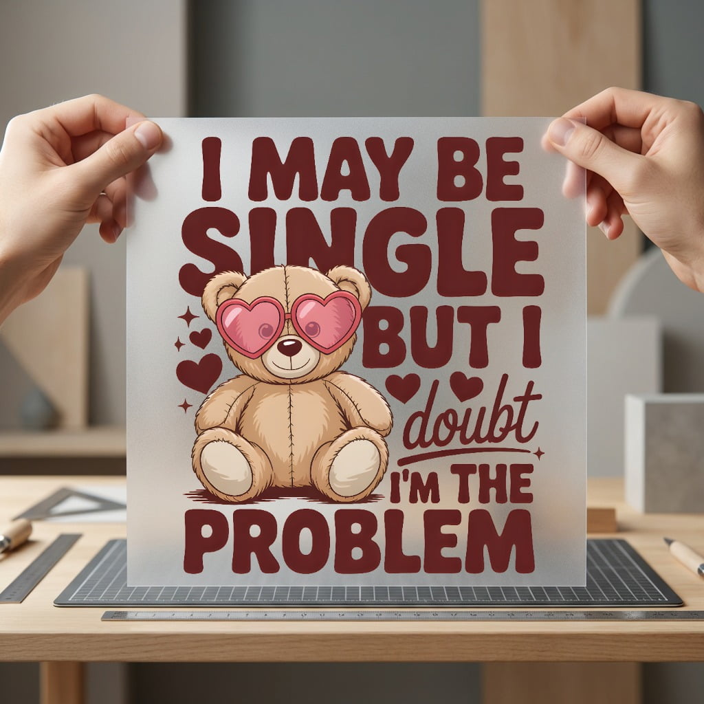 May Single Teddy Bear Valentine Funny Ready to Press DTF Transfer for Dtf