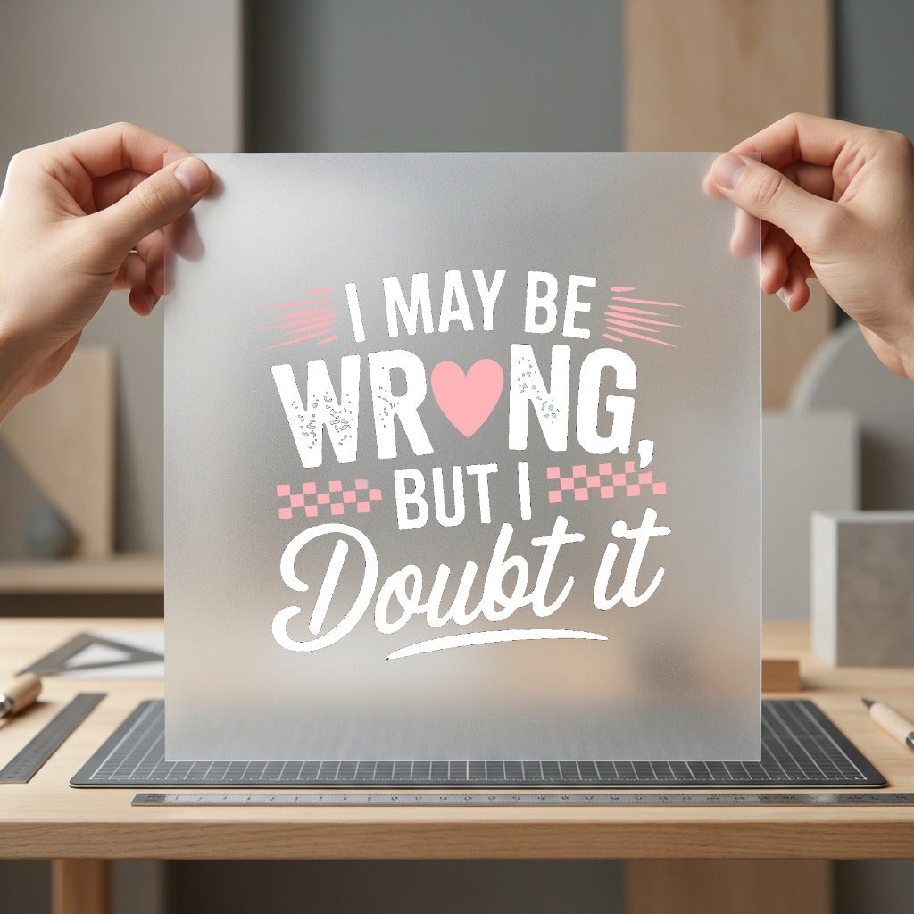 May Wrong But Doubt Funny Sarcastic Ready to Press DTF Transfer for Dtf