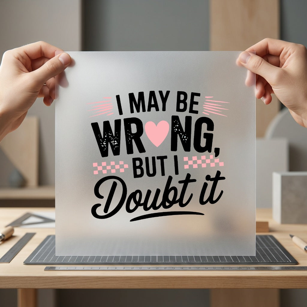 May Wrong But Doubt Funny Sarcastic Ready to Press DTF Transfer for Dtf