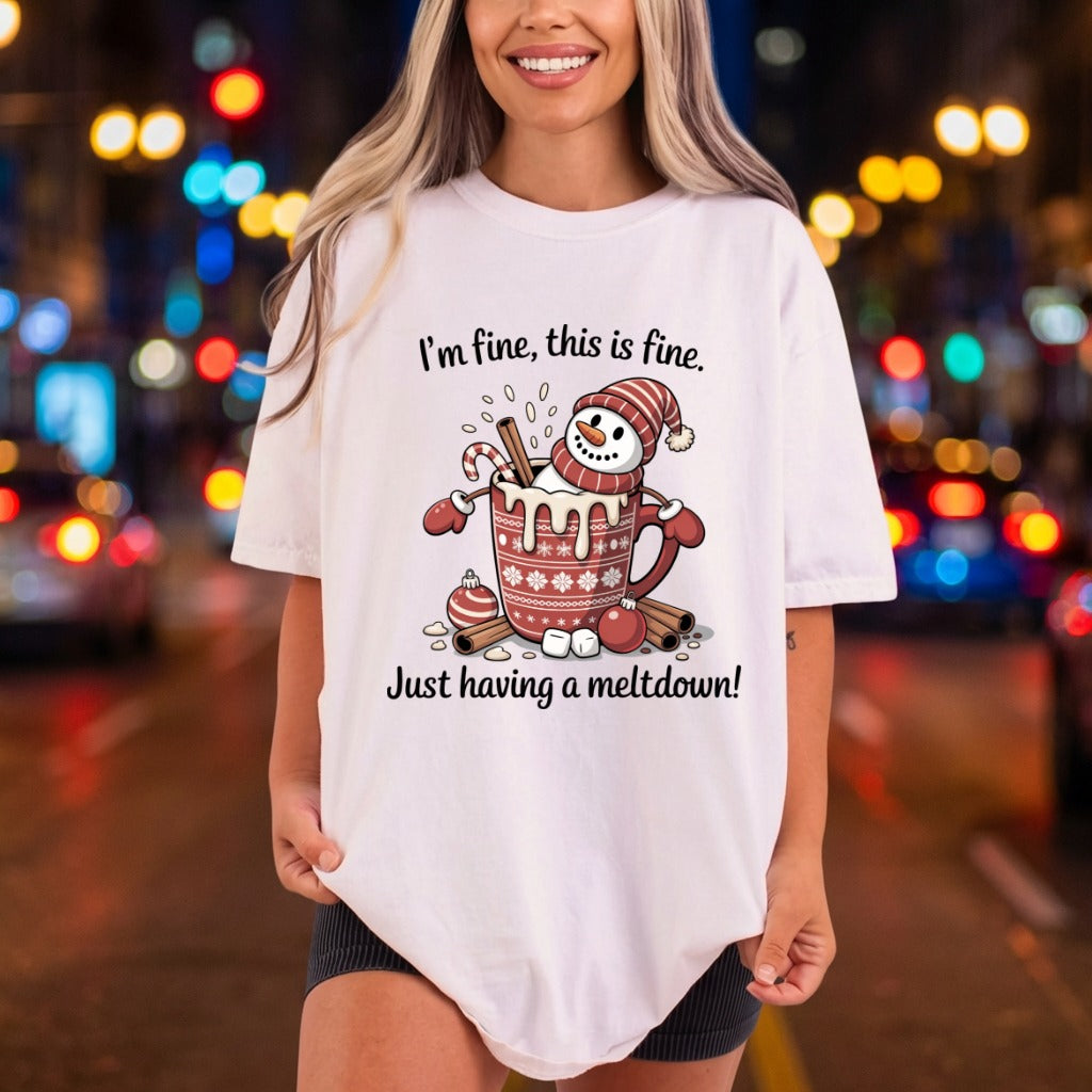 Meltdown Snowman Funny Christmas Christmas Winter Ready to Press DTF Transfer for Dtf