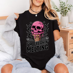 Melting Skull Ice Cream Halloween Funny Ready to Press DTF Transfer for Dtf