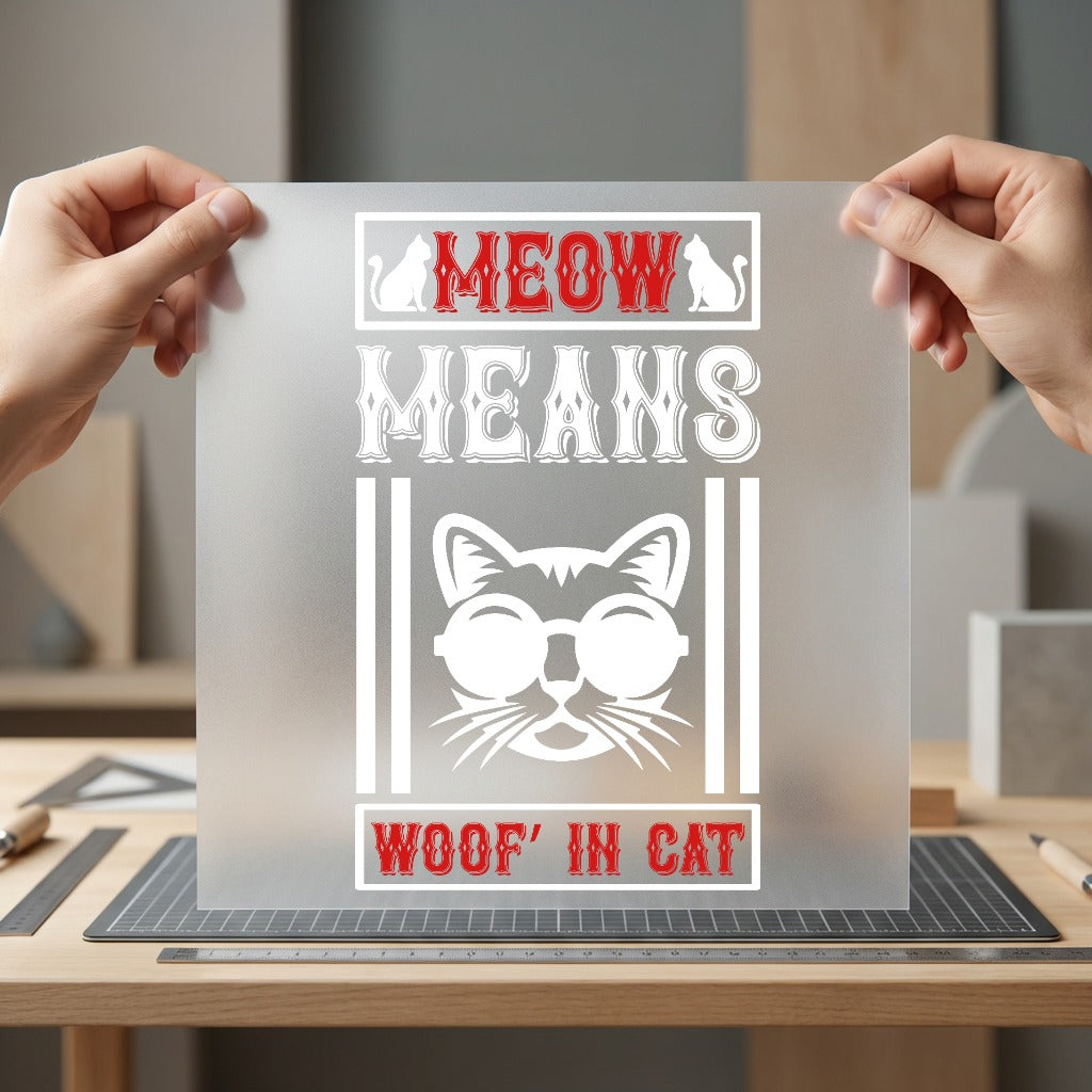 Meow Means Woof Cat Mom Dad Ready to Press DTF Transfer for Dtf