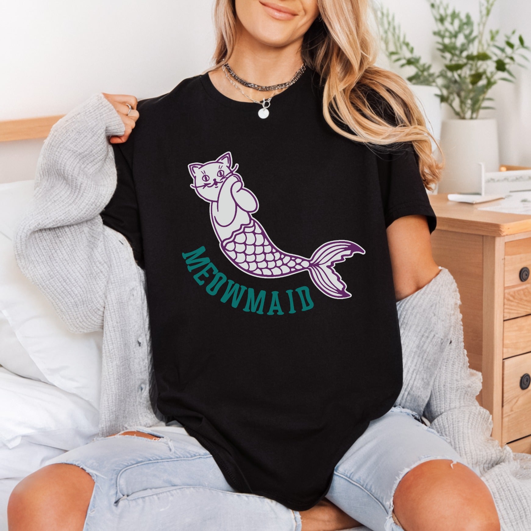 Meowmaid Cat Mermaid Diy Funny Pet Ready to Press DTF Transfer for Dtf