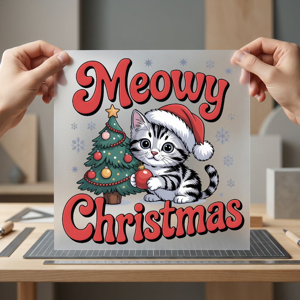 Meowy Christmas Cat Retro Christmas Mom Ready to Press DTF Transfer for Dtf