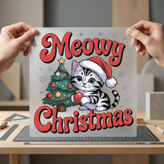 Meowy Christmas Cat Retro Christmas Mom Ready to Press DTF Transfer for Dtf