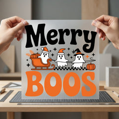 Merry Boos Halloween Christmas Halloween Christmas Ready to Press DTF Transfer for Dtf