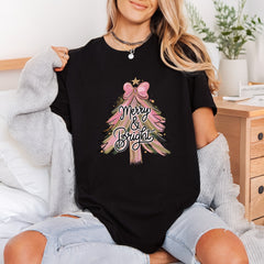 Merry Bright Christmas Tree Christmas Ready to Press DTF Transfer for Dtf